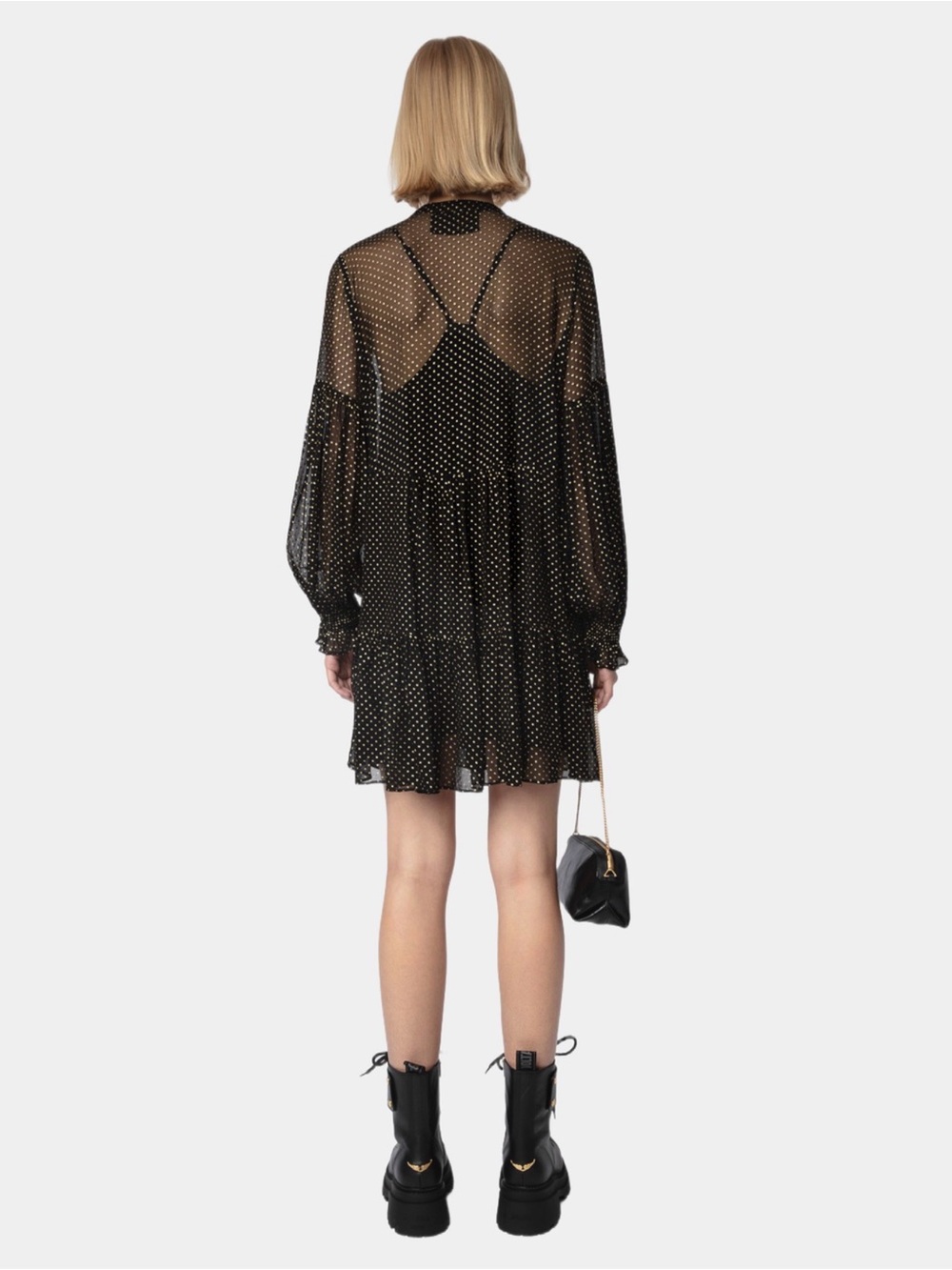 Zadig & Voltaire Randy Mousseline Sparle Noir Dress - Picture 2 of 13